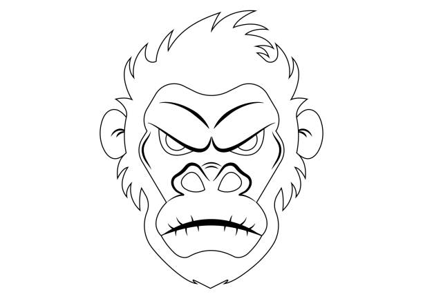 Coloring pages with head of monkey gorilla stock illustrations royalty