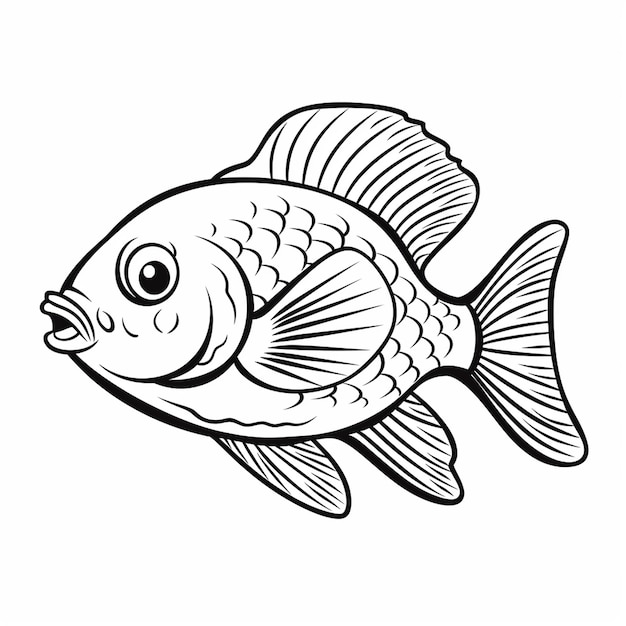 Premium ai image crappie fish kid art cute angel cute coloring book kawaii line art