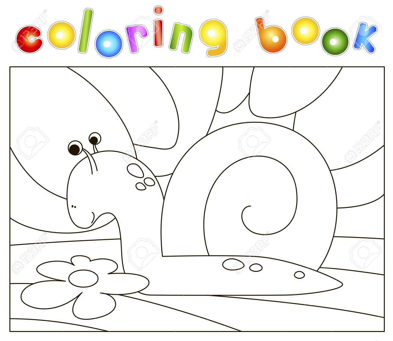 Cartoon snail crawling on the grass coloring book for kids digital illustration royalty free svg cliparts vectors and stock illustration image
