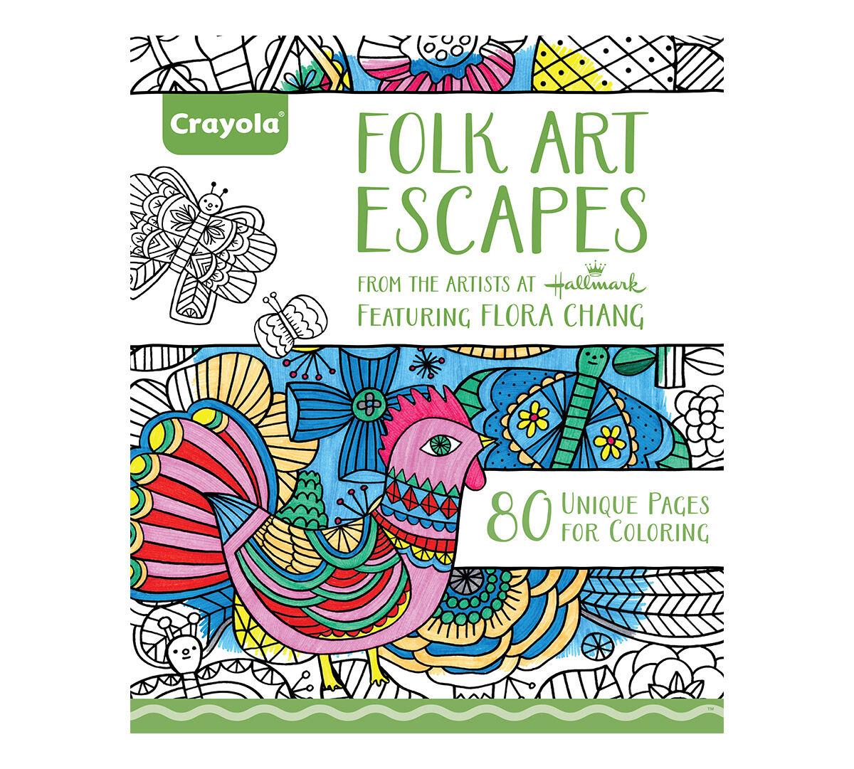 Crayola folk art escapes adult coloring book colouring