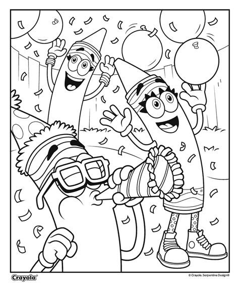 Count crayon birthday confetti coloring page