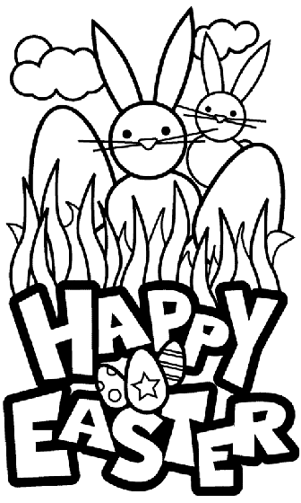 Easter bunny in grass coloring page