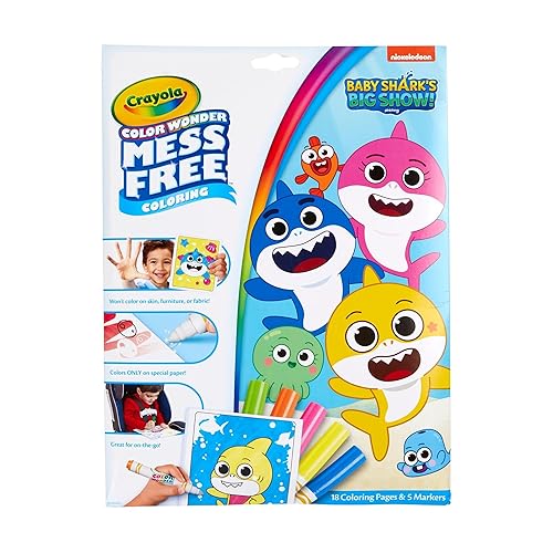 Baby shark color wonder pages mess free coloring for toddlers holiday gift for kids toddlers travel activities