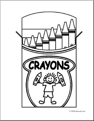 Clip art crayon box coloring page i