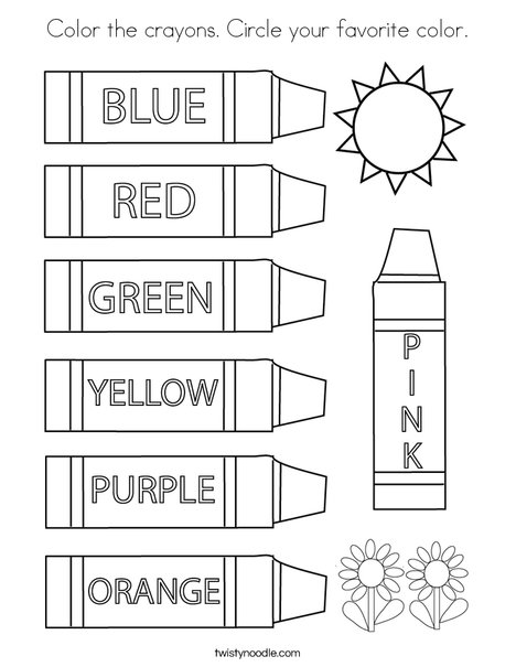 Color the crayons circle your favorite color coloring page
