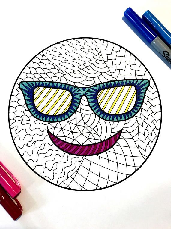 Sunglasses emoji pdf coloring page