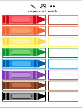 Crayon color match by elementary with sarah a tpt