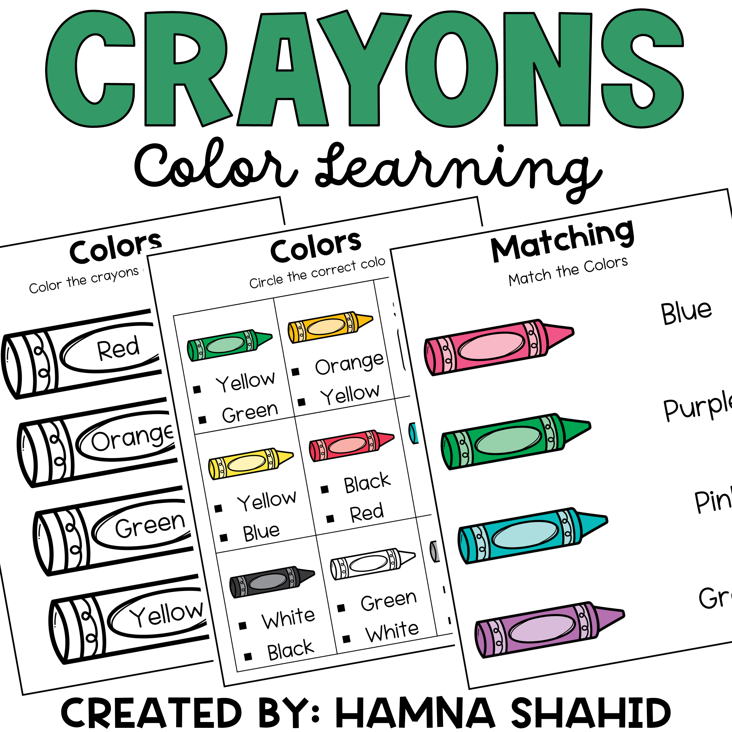 Crayons coloring pages made by teachers