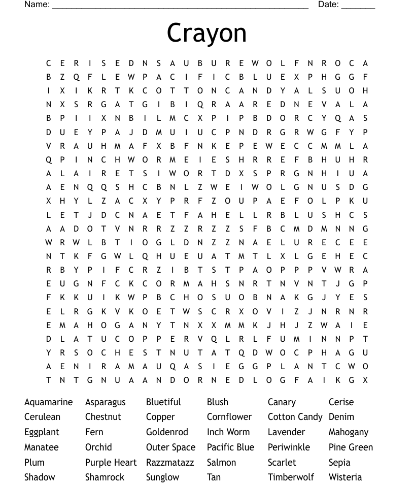 Crayon word search