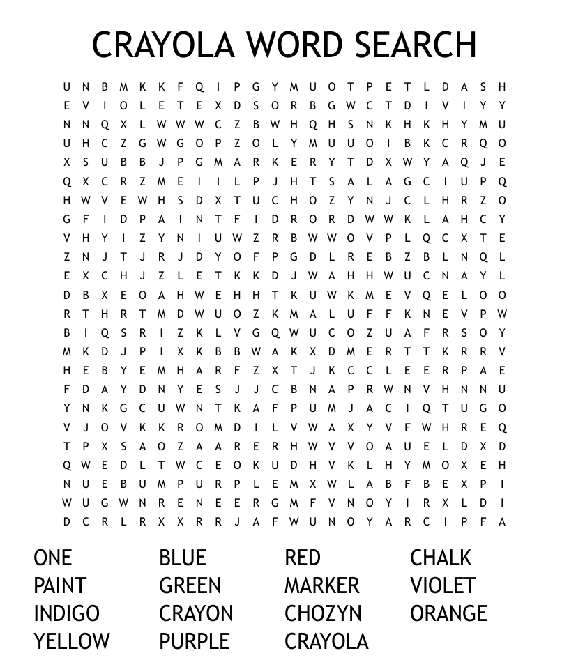 Crayola word search