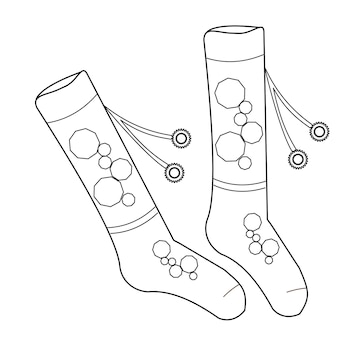 Premium vector coloring page women socks knee socks autumn winter vector illustration