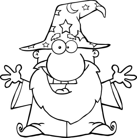 Friendly wizard with open arms coloring page free printable coloring pages