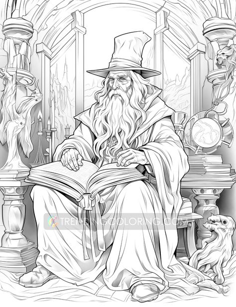 Powerful wizard coloring pages