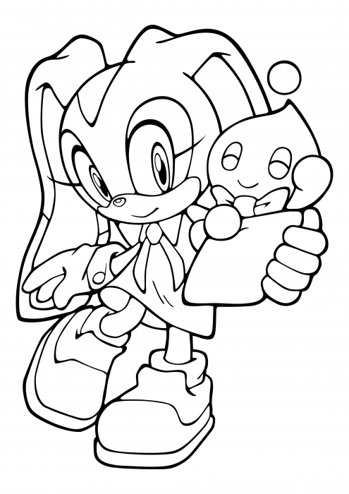 Cream the rabbit with pet cheese the chao coloring pages sonic the hedgehog coloring pages