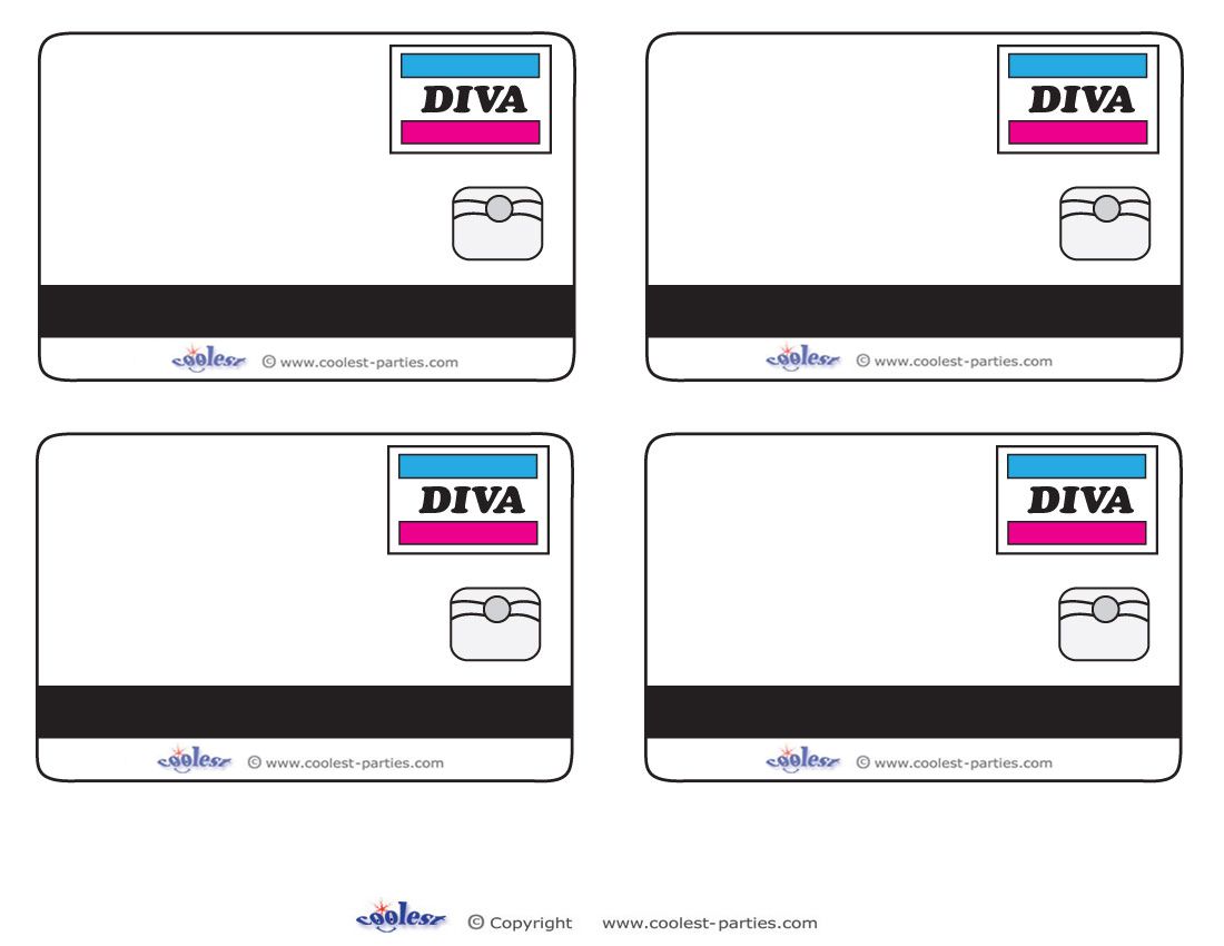 Blank printable diva credit card thank you cards coolest free card template kids credit card card templates printable