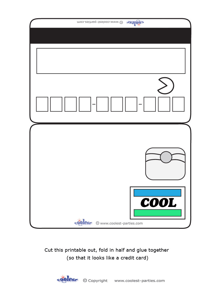 Blank printable cool credit card invitations