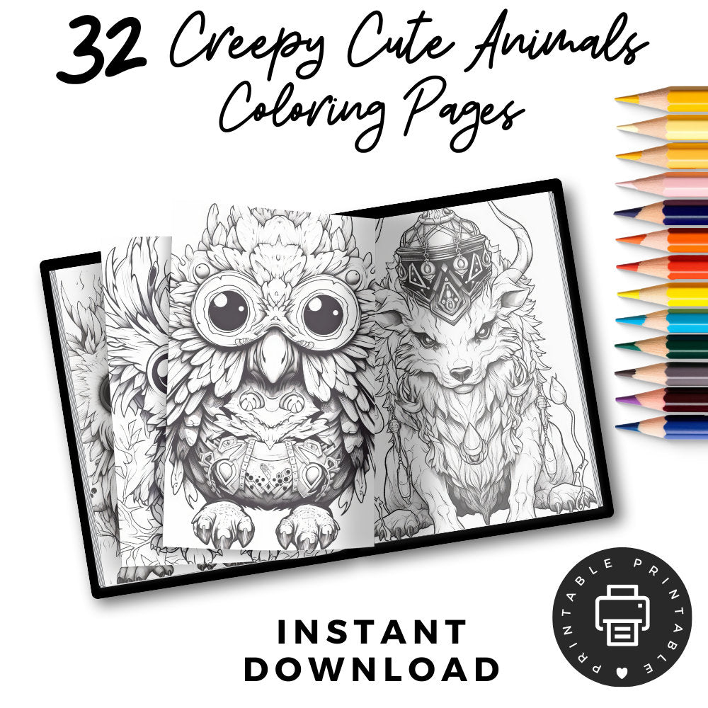 Creepy cute animal coloring pages