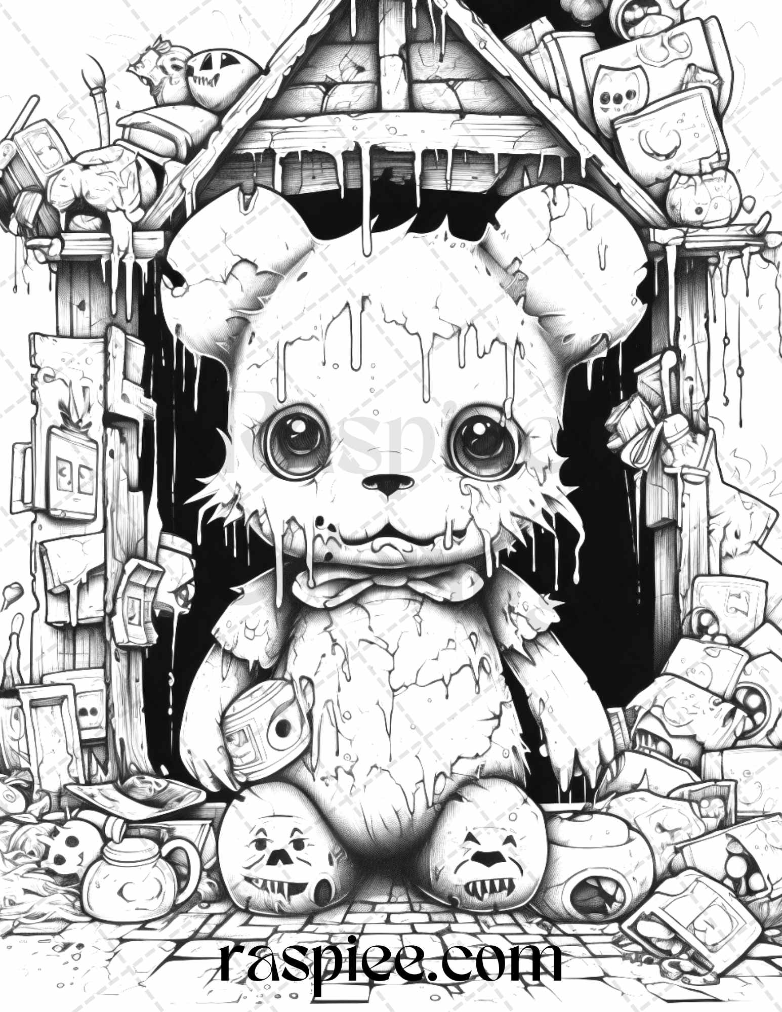 Halloween scary animals grayscale coloring pages printable for adul â coloring