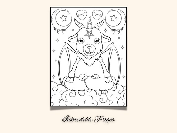 Coloring page for adults creepy kawaii animals to color coloring book for adults printable relaxing idea gift for him gift for her digital