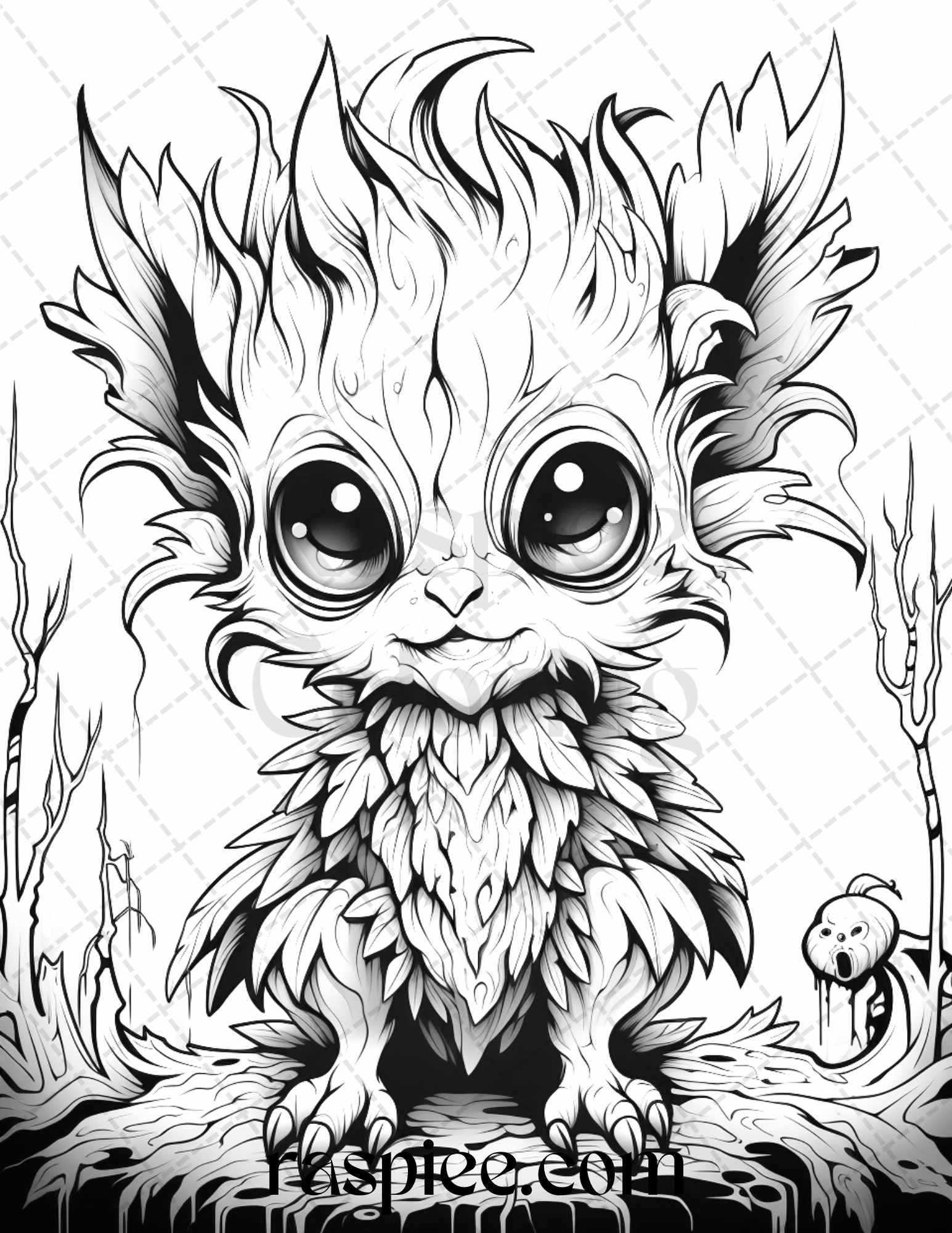 Halloween scary animals grayscale coloring pages printable for adul â coloring