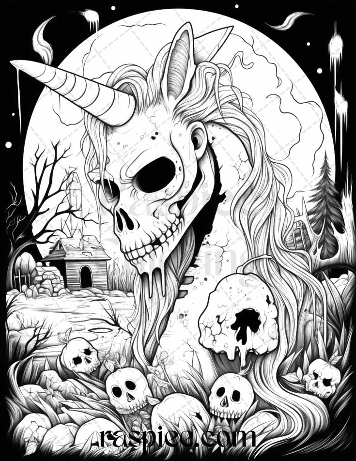 Halloween sry animals graysle coloring pages printable for adul graysle coloring coloring book art creepy drawings
