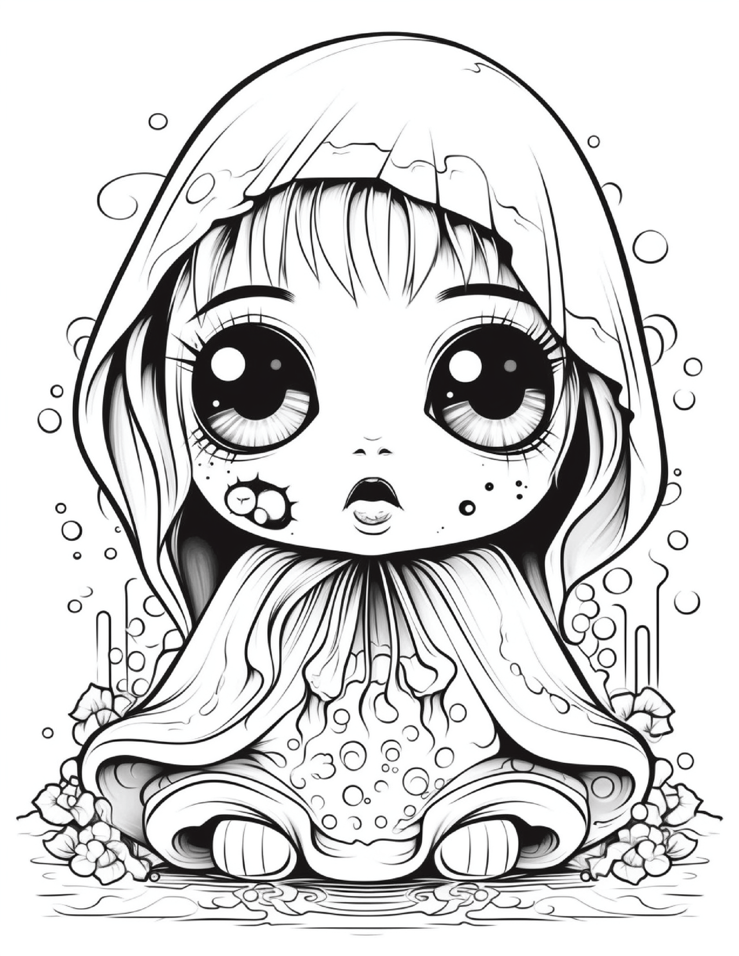 Creepy cute kawaii coloring pages for kids printable coloring pages for kids