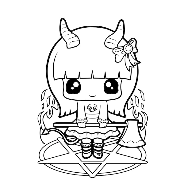 Premium vector pastel goth coloring page creepy kawaii pages