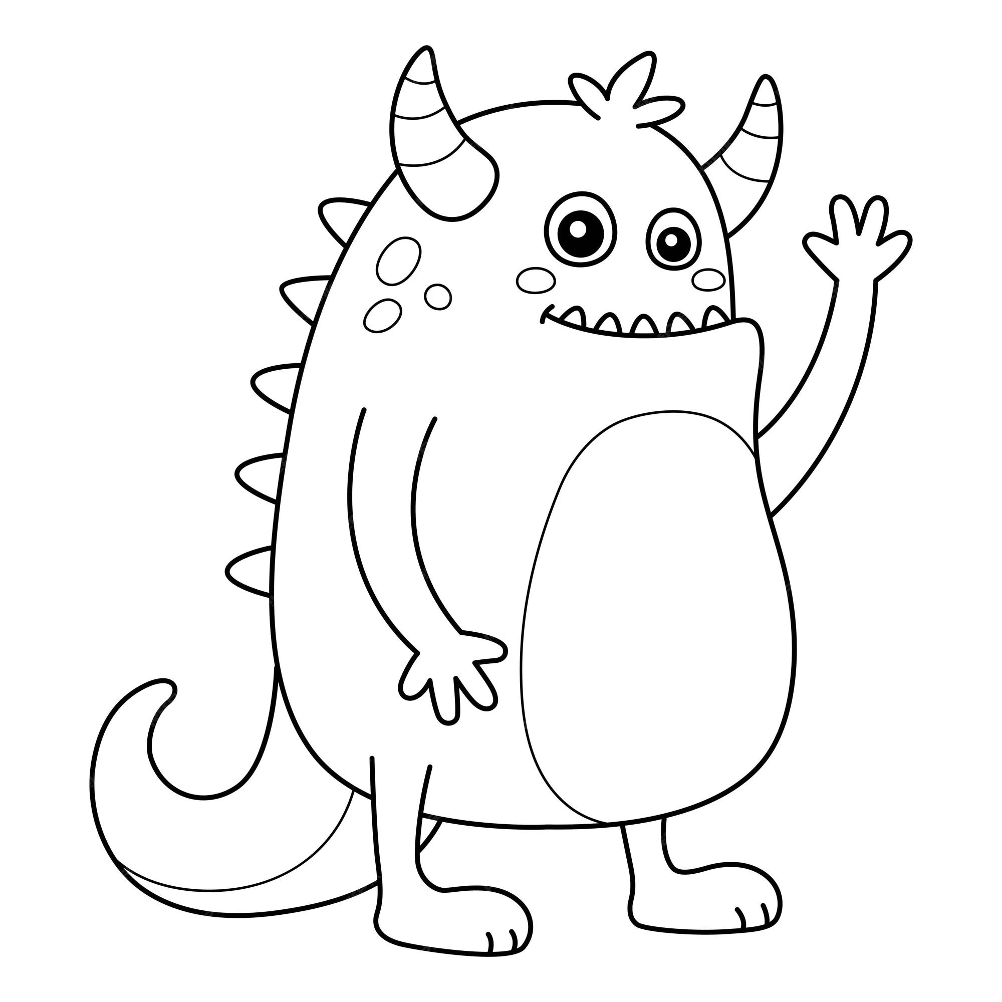 Premium vector scary monster coloring page for kids