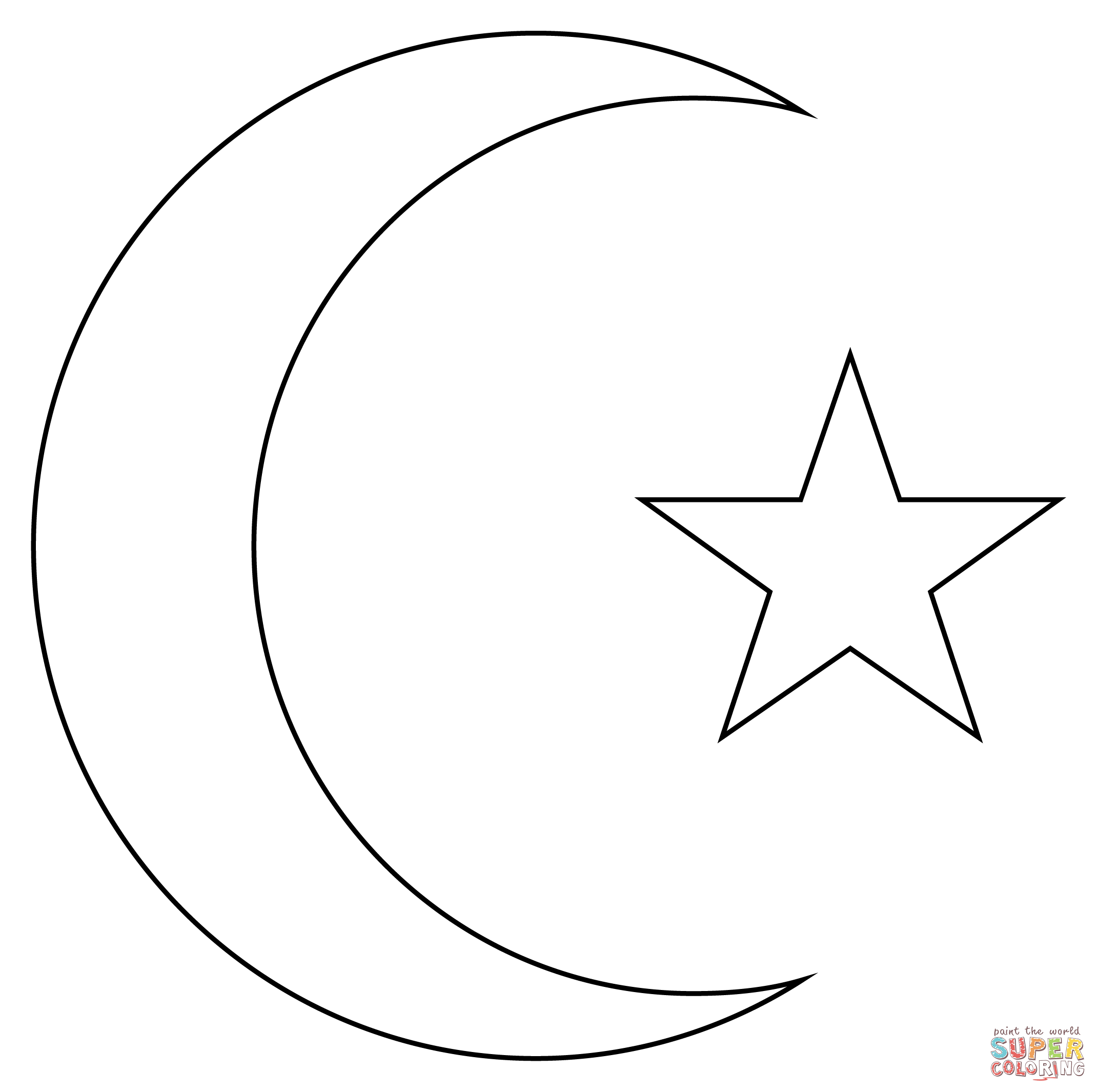 Star and crescent coloring page free printable coloring pages