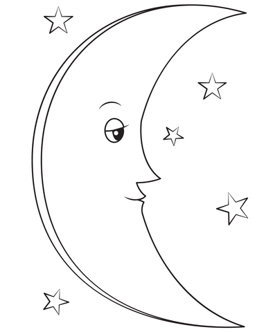 Half moon coloring page free printable coloring pages