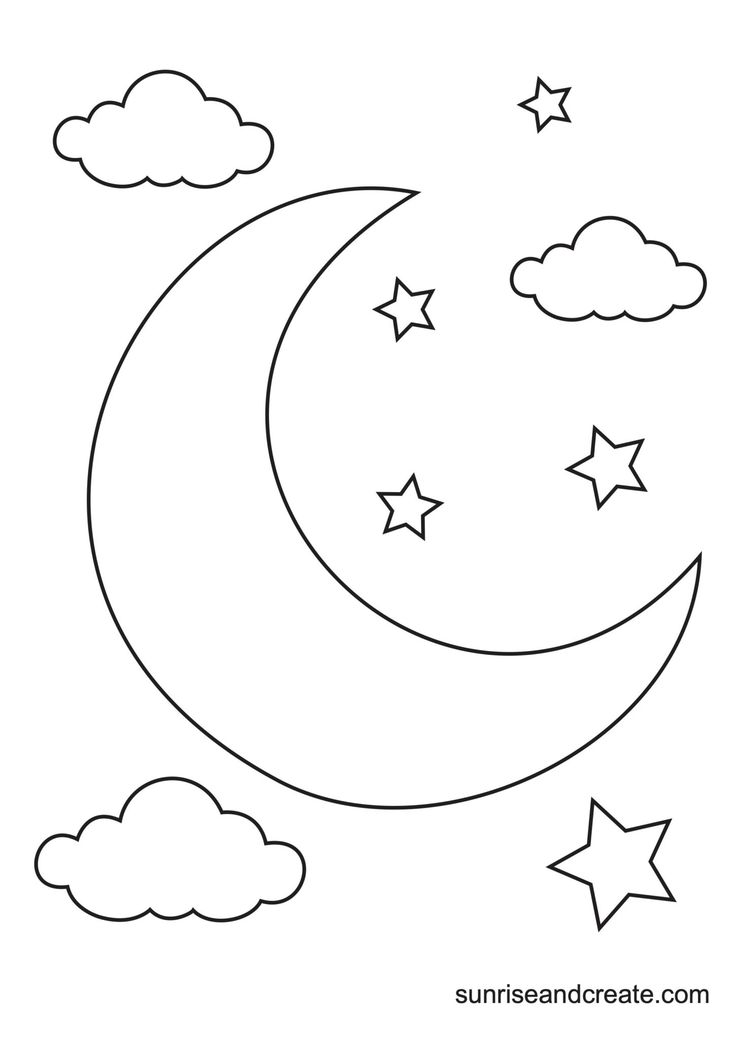Free printable moon templates crescent full moons in moon coloring pages moon sketches moon outline