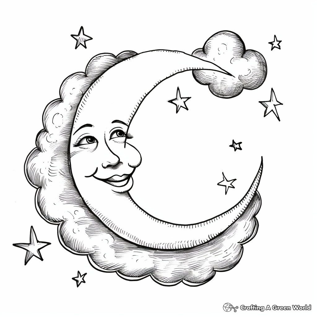 Crescent moon coloring pages
