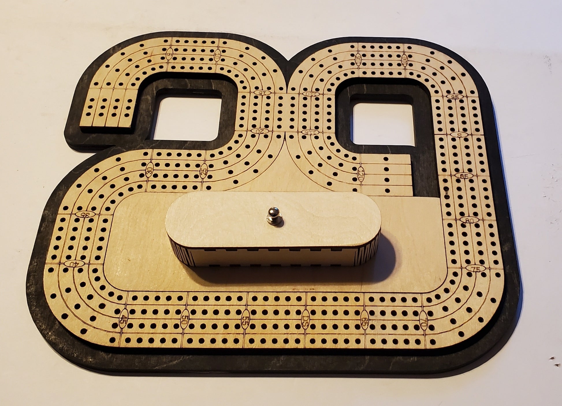 Hand cribbage board with removable peg holder â custom crib boards