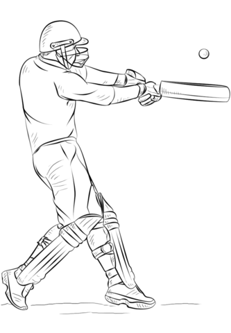 Cricket player coloring page free printable coloring pages