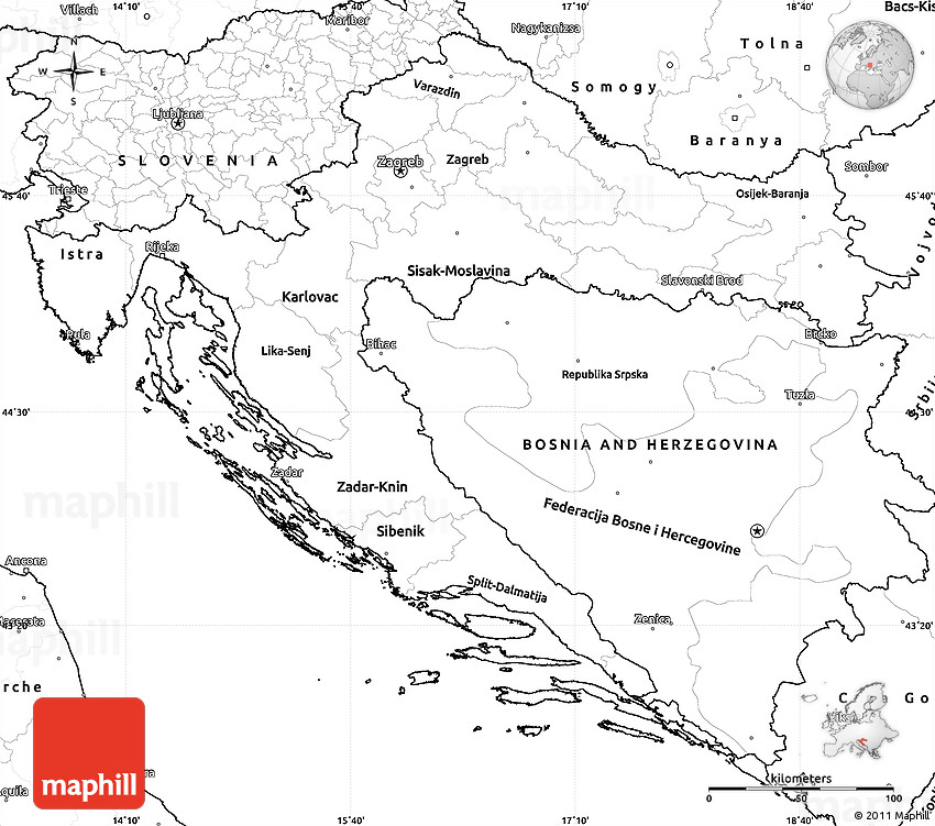 Blank simple map of croatia