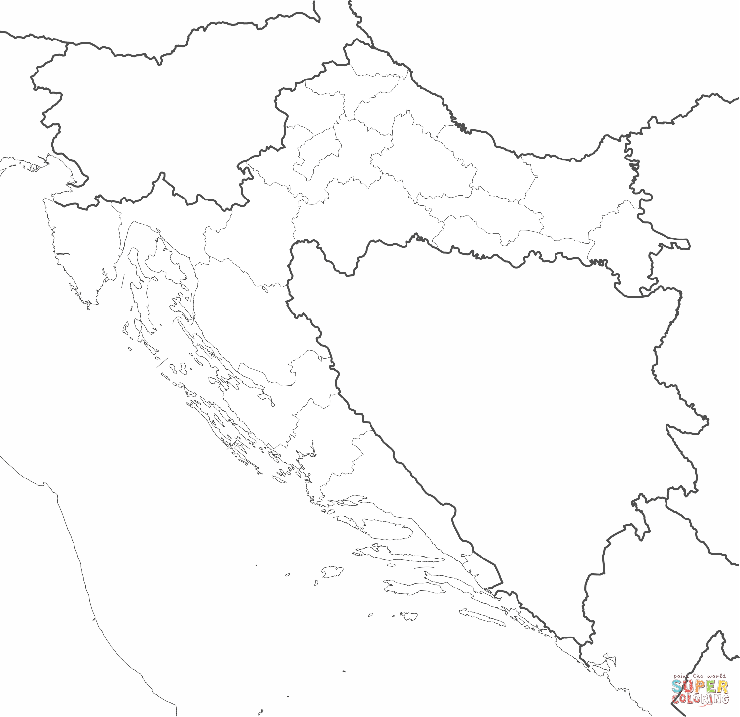 Croatia map coloring page free printable coloring pages
