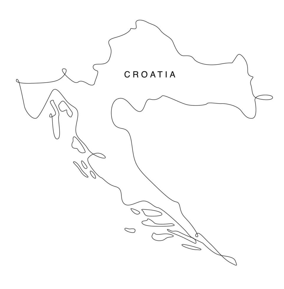 Line art croatia map continuous line europe map vector illustration single outline illustrated map croatia map map outline