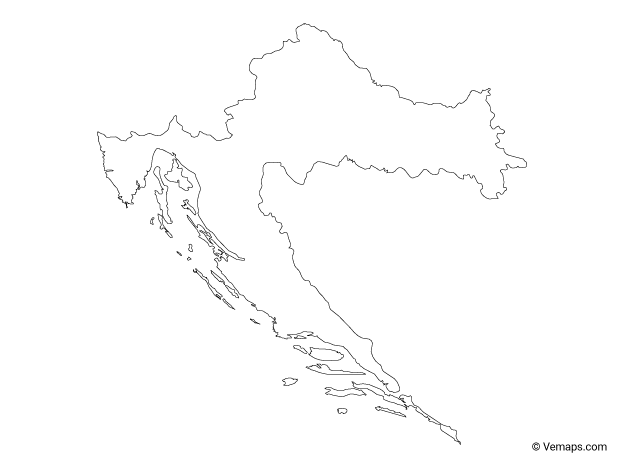Outline map of croatia with counties free vector maps