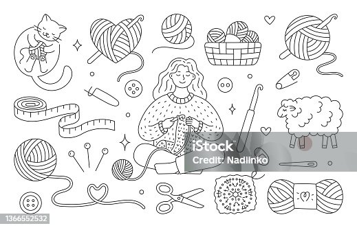 Woman crochet stock illustrations royalty