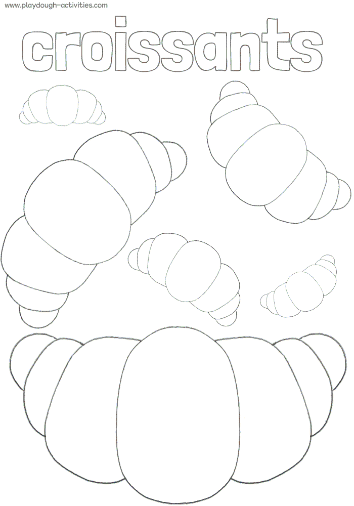 Croissant colouring picture playdough mat printable