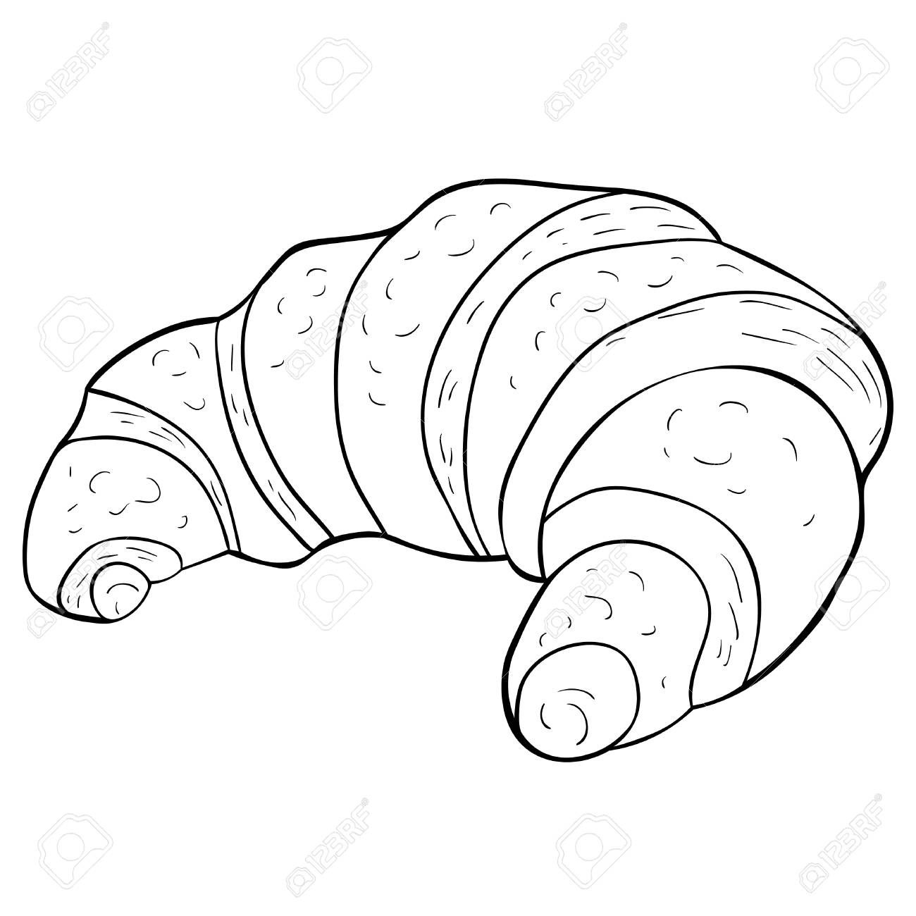 Coloring french croissant bun sweet vector illustration royalty free svg cliparts vectors and stock illustration image
