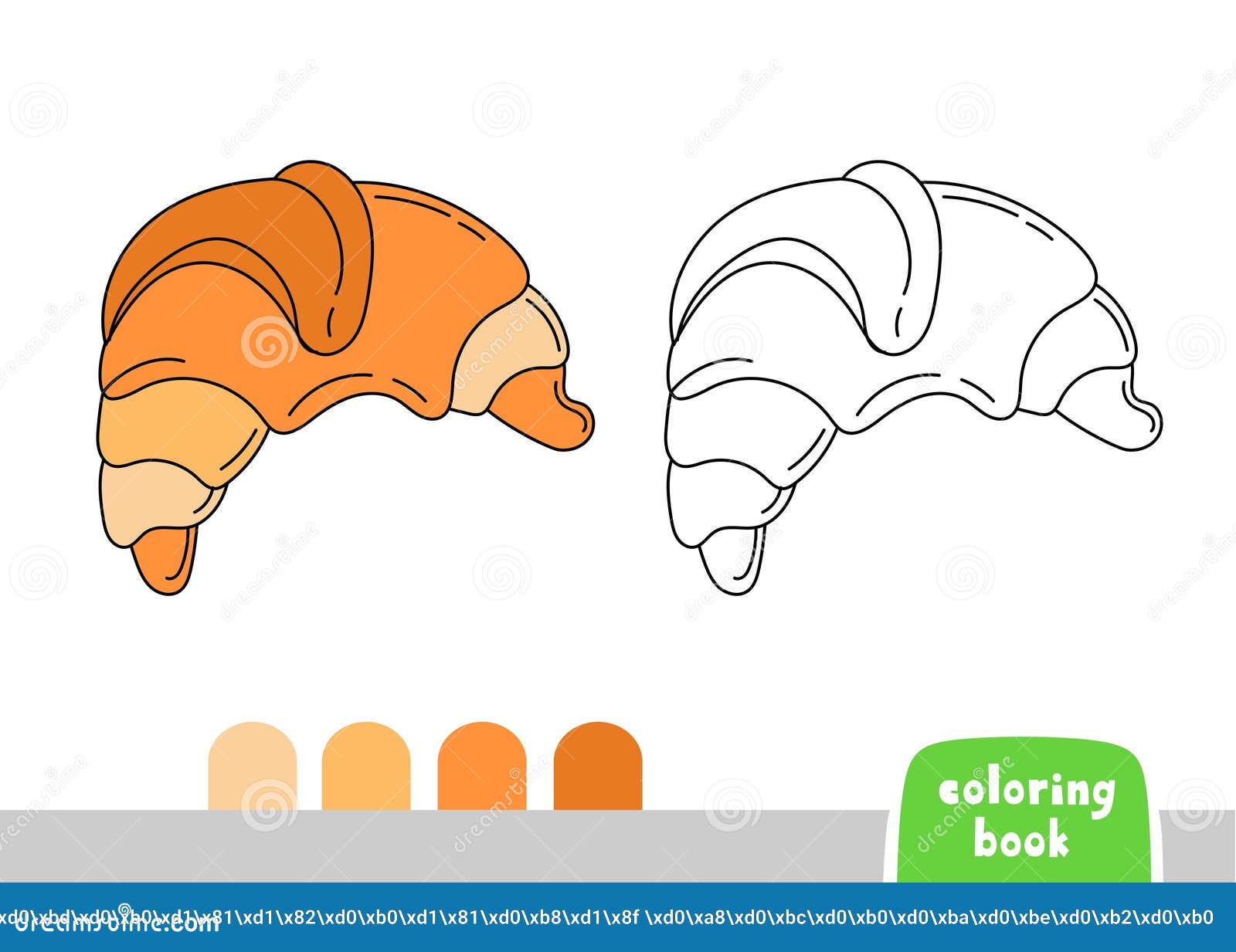 Coloring book for kids croissant page for books magazines vector illustration template stock vector