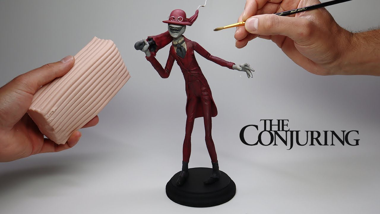 Sculpting the crooked man from the conjuring polymer clay timelapse tutorial