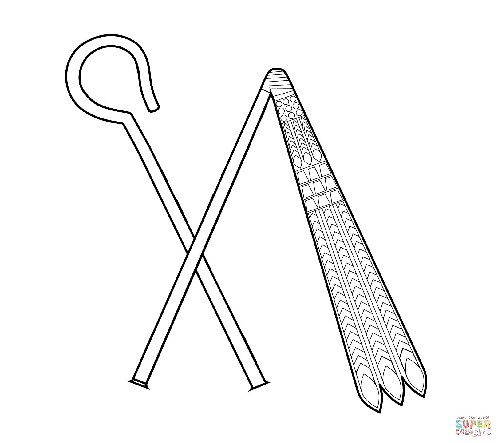 Crook and flail coloring page free printable coloring pages