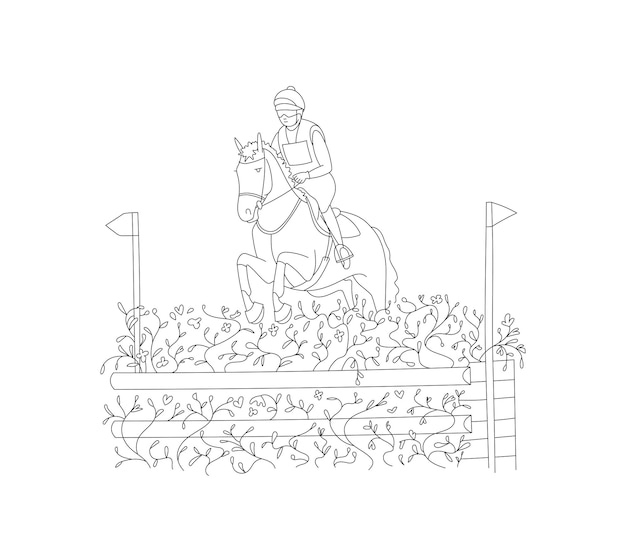 Premium vector equestrian eventing cross country athletes