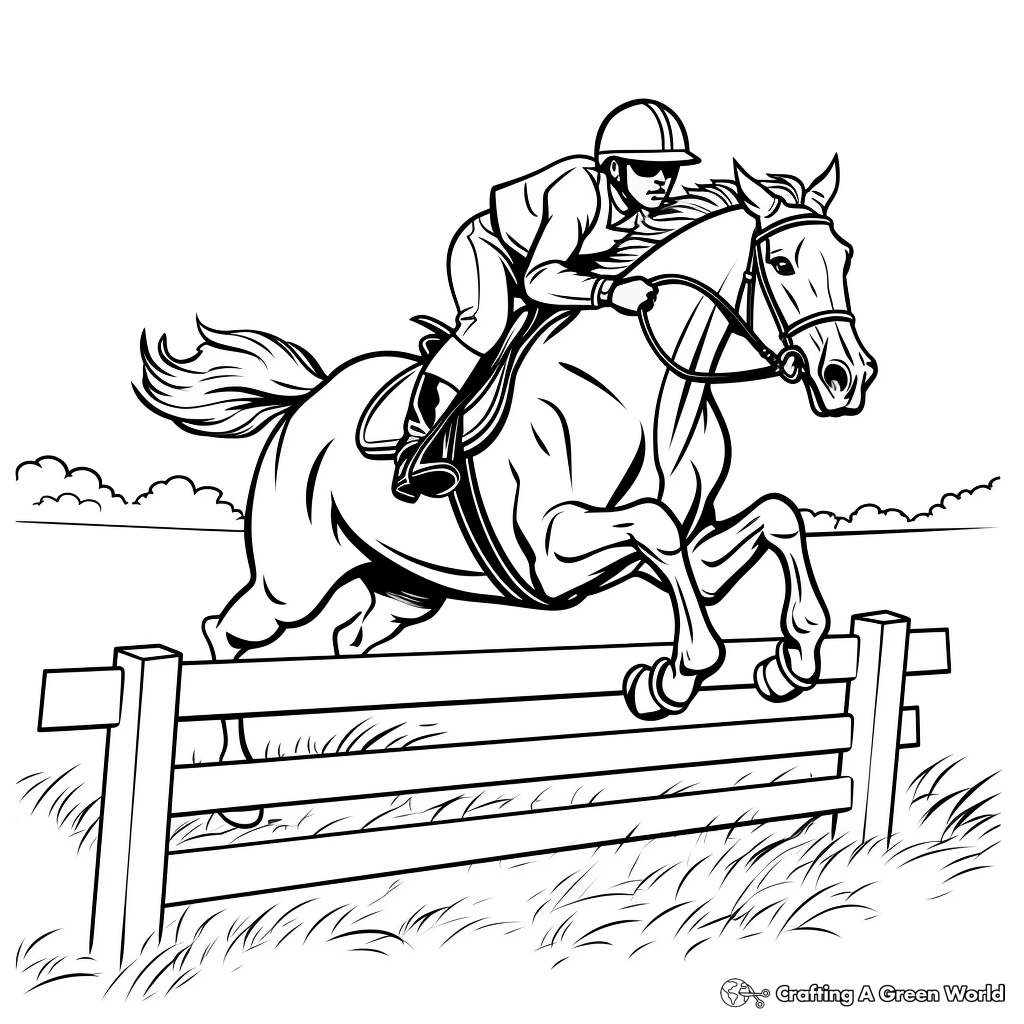 Horse jumping coloring pages