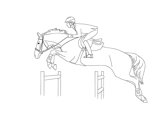 Premium vector equestrian sports horse jumping show jumping themed vector picture