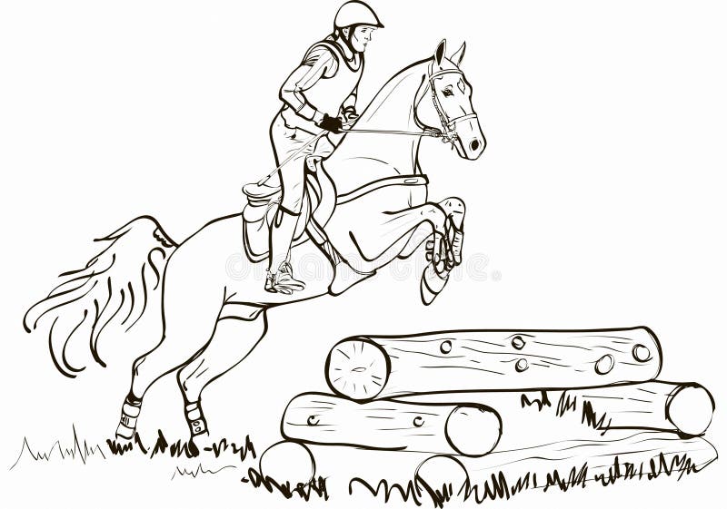 Overing of cross country obstacles in horse symbol vector editorial stock photo