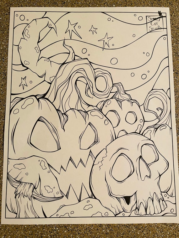 Halloween pumpkin coloring page jack o lantern coloring page halloween coloring page goth coloring page spooky coloring page
