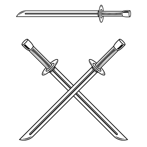 Premium vector medieval crossed swords vector